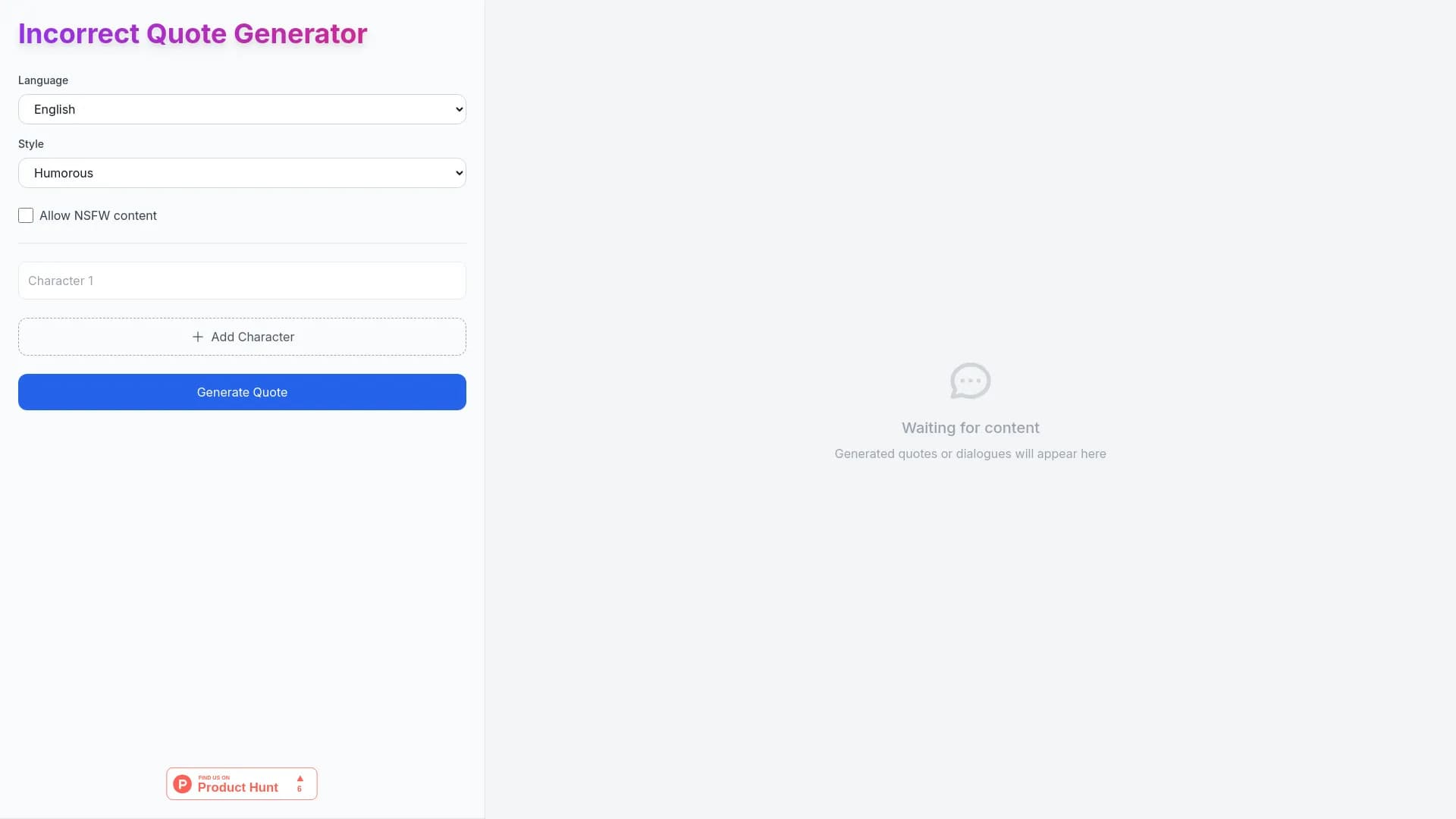Incorrect Quote Generator