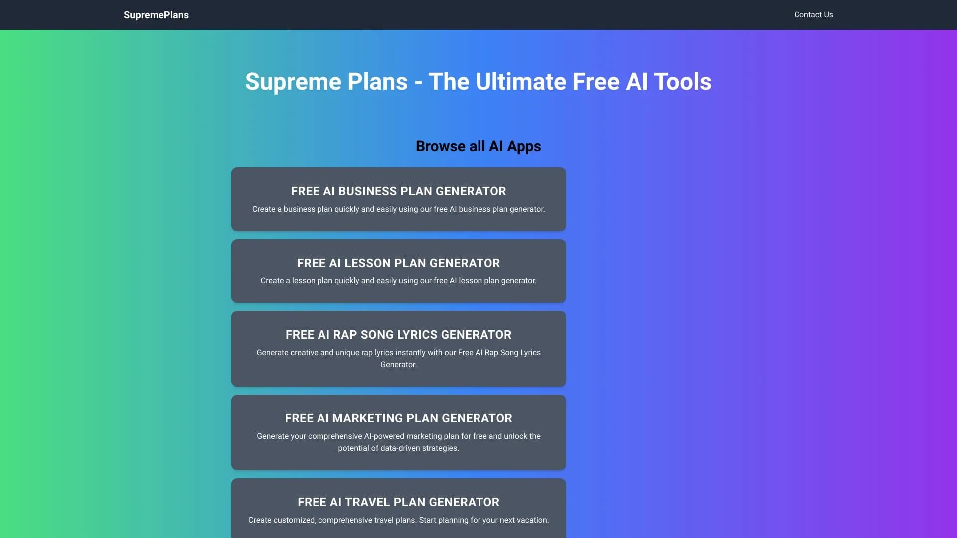 Supreme Plans AI